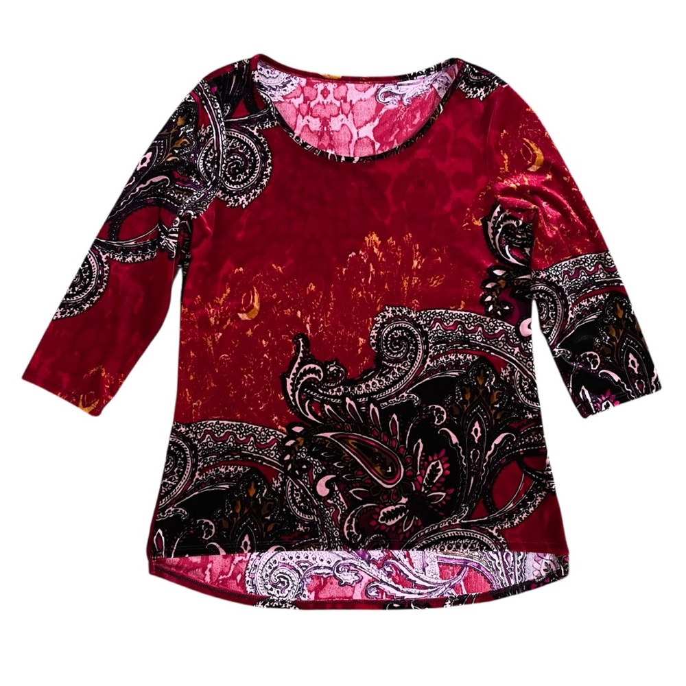 Women’s Velvet Red and Black Top